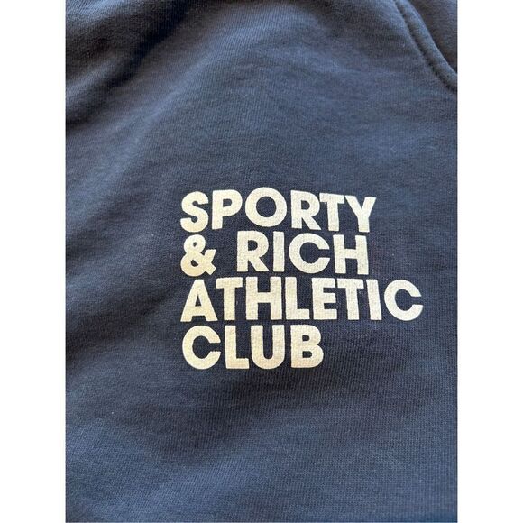 Sporty & Rich Athletic Club Printed Sweatpants Women’s Navy Blue Unisex Size Med - Picture 2 of 5